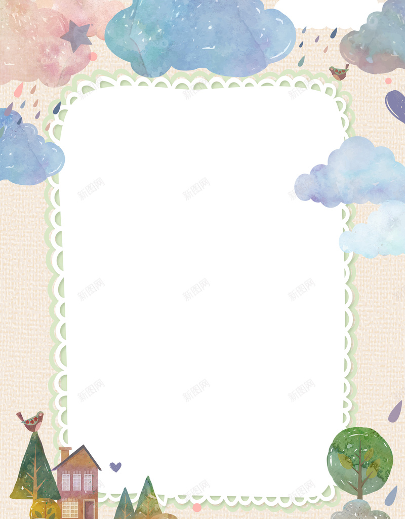 手绘卡通六一儿童节平面广告jpg设计背景_新图网 https://ixintu.com 手绘背景 卡通背景 六一 61 儿童节 平面广告 节日 简约边框 边框 绘画美术 兴趣班招生