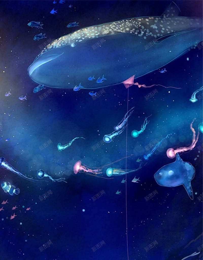 放风筝的人H5素材背景jpg设计背景_新图网 https://ixintu.com 人影 创意 动物 梦幻 风筝 蓝色背景 H5素材 浪漫