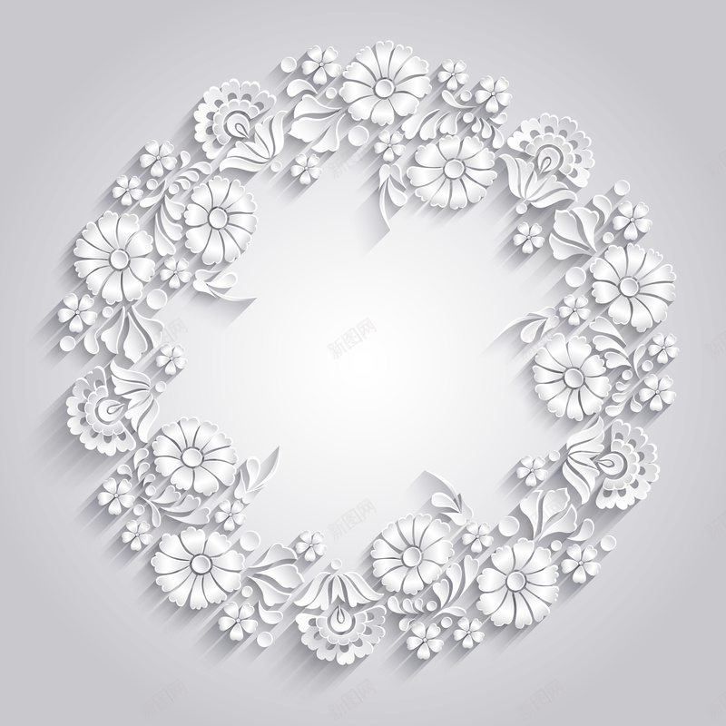 白色纸质花纹花环装饰矢量背景eps设计背景_新图网 https://ixintu.com 白色 纸质 花纹 花环 装饰 质感贺卡 矢量背景 开心 质感 纹理
