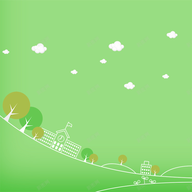 手绘儿童背景psd设计背景_新图网 https://ixintu.com 卡通背景 白云 手绘背景 学校 儿童背景 主图 卡通 童趣 手绘