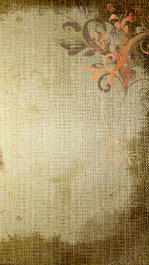 麻布质感花草边框H5背景素材背景
