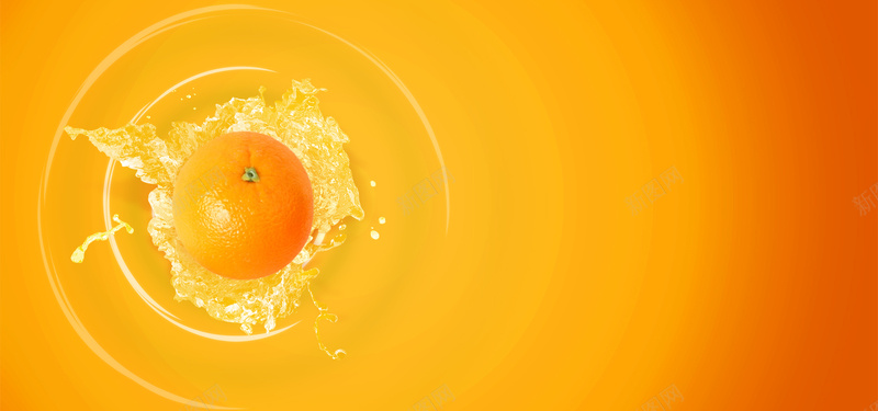 创意简约橙色背景橙汁饮料桔子汁海报banner背景