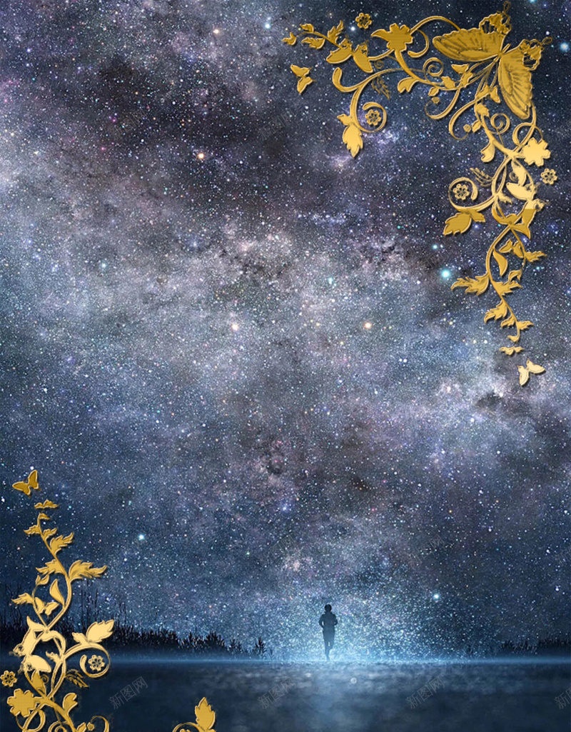 金色花边宇宙大气星空广告背景jpg设计背景_新图网 https://ixintu.com 大气 宇宙 星空 花边 金色 广告背景