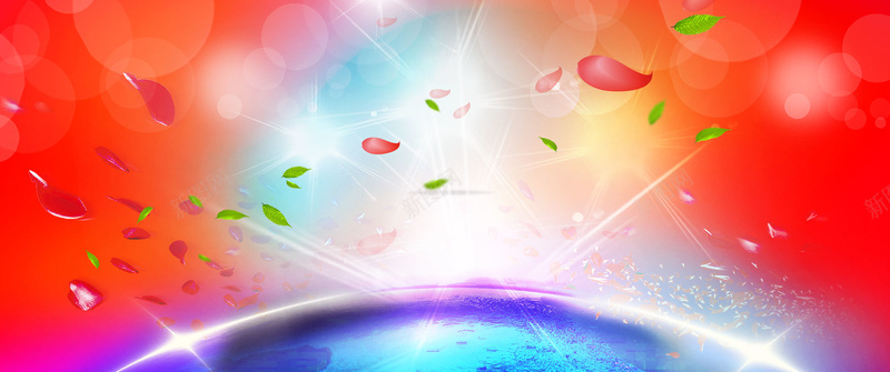浪漫梦幻红色海报背景psd设计背景_新图网 https://ixintu.com 树叶 梦幻 浪漫 红色 绿叶 地球 线条光 粒子光 舞台光 流光 放射光 海报 背景 素材 设计