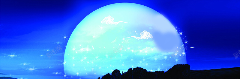 中秋国庆banner创意设计psd设计背景_新图网 https://ixintu.com 两节 十一 月光 海报 节日 海报banner 其他
