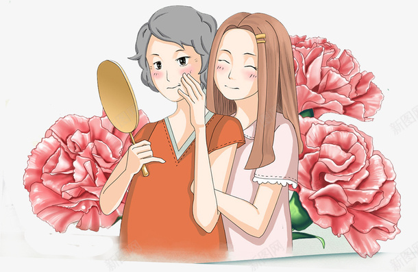母女手绘元素照镜子psd免抠素材_新图网 https://ixintu.com 母女手绘元素 照镜子 母亲节字体 母亲节