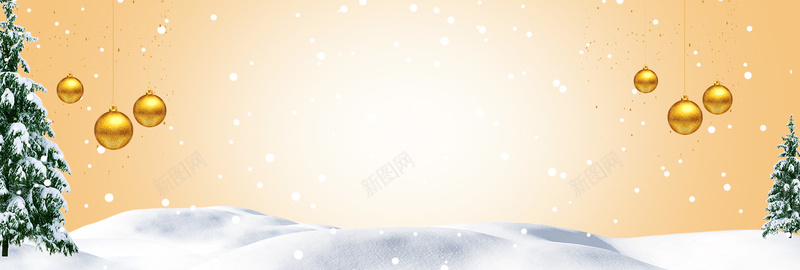 圣诞节圣诞树金黄色bannerjpg设计背景_新图网 https://ixintu.com 圣诞快乐 圣诞狂欢 圣诞节 金色 黄色 金球 圣诞树 雪堆 雪花 简约