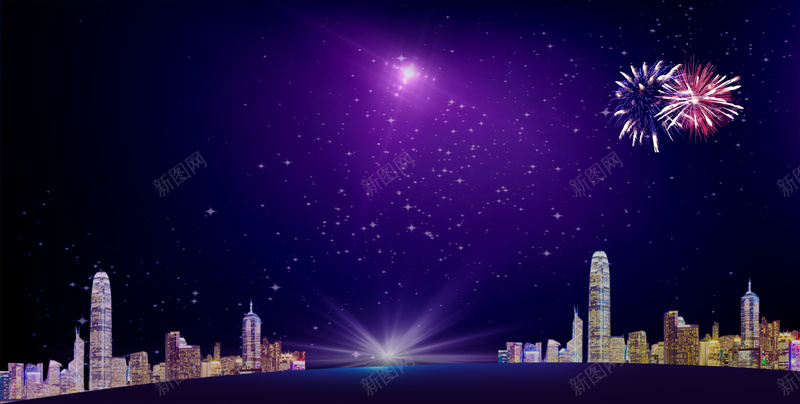 时尚炫酷星空下的城市背景素材psd设计背景_新图网 https://ixintu.com 时尚背景 星空背景 炫酷背景 时尚 炫酷 星空 星星 夜景 景色 夜空 烟花 星光 蓝色背景