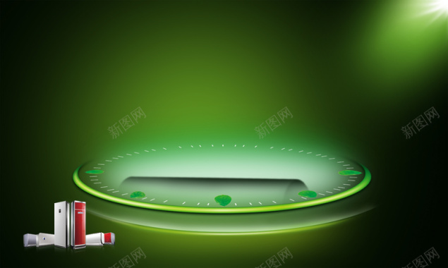 绿色光芒荧光环保空调海报背景素材背景