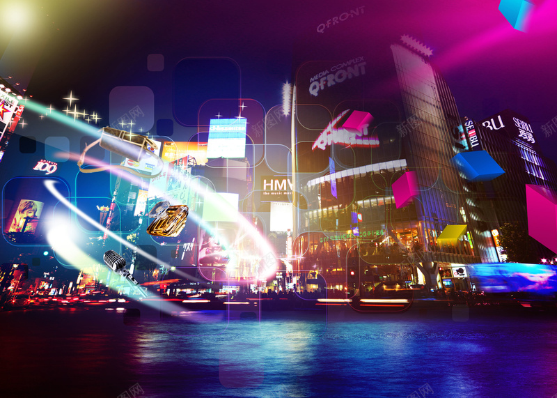 地产海报背景图psd设计背景_新图网 https://ixintu.com 城市夜景 晚霞 炫光 激情 狂欢 金光闪烁