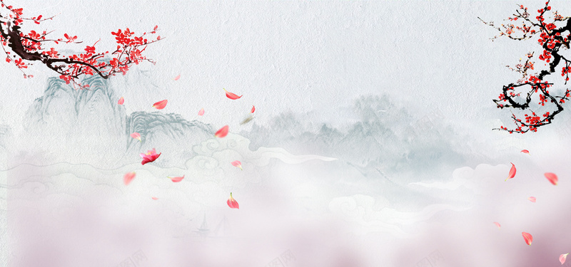 中国风企业文化古典怀旧背景psd设计背景_新图网 https://ixintu.com 梅花节 中国风 企业文化 古典 怀旧背景 赏梅节 梅花 漂浮花瓣 企业背景 怀旧