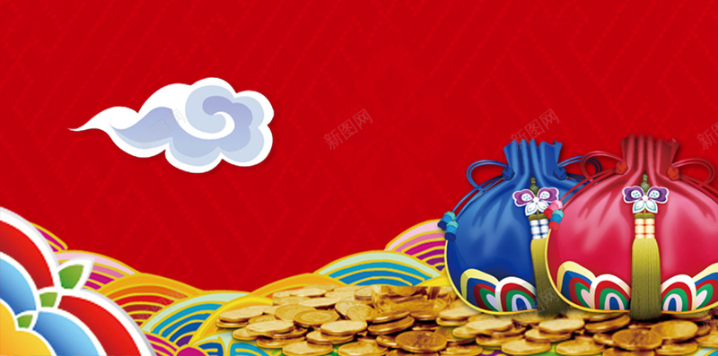 中国风大礼包祥云红色背景psd设计背景_新图网 https://ixintu.com 中国风 红色 简约 金币 愉快 祥云 礼包 H5背景 H5 h5