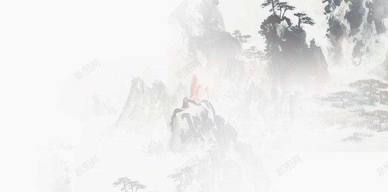 中国风春水墨分层背景psd设计背景_新图网 https://ixintu.com 中国风 水墨 春 花瓣 花枝 山 分层 背景 PSD H5