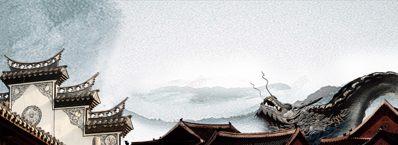 中国风背景jpg设计背景_新图网 https://ixintu.com 水墨 文化 屋顶 中国风 徽派 云纹 建筑 白墙黑瓦 窗格 复古 龙头 翘檐 海报banner 其他