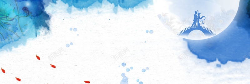 七夕情人节浪漫唯美手绘bannerpsd设计背景_新图网 https://ixintu.com 七夕情人节 七月初七 牛郎织女 214 情人节 月亮 花瓣 古代人 情人节素材 浪漫 唯美 电商