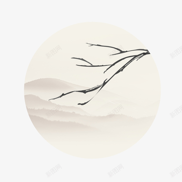 清明水墨风圆形山水画psd免抠素材_新图网 https://ixintu.com 清明水墨风 圆形山水画 水墨山水画 清明节海报 清明节日 清明节踏青 150DPI 源文件