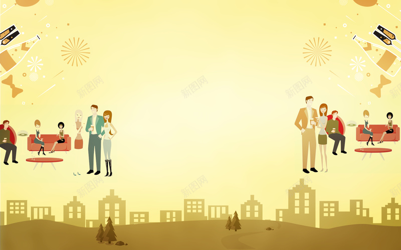 手绘创意再聚首同学聚会海报背景素材psd设计背景_新图网 https://ixintu.com 城市剪影 手绘创意 黄色背景 再聚首 同学会 聚餐 同学情 珍惜 怀旧 广告设计 宣传背景 海报背景 温暖