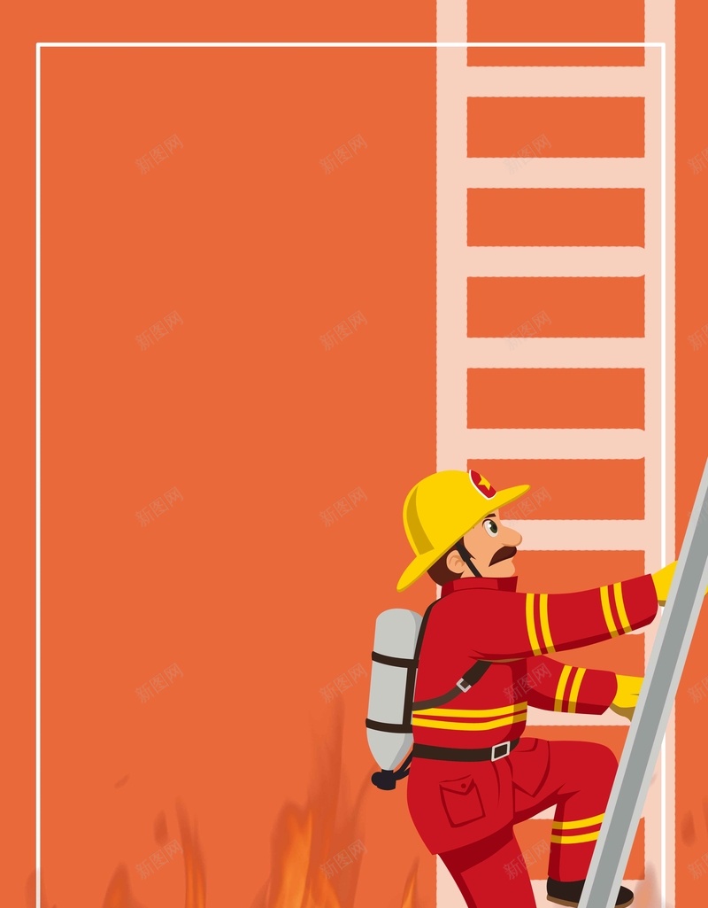 卡通关注消防安全预防火灾广告jpg设计背景_新图网 https://ixintu.com 关注消防安全 卡通人物 卡通消防 卡通消防员救援 广告 插画人物 消防员 红色背景 预防火灾 黄色背景