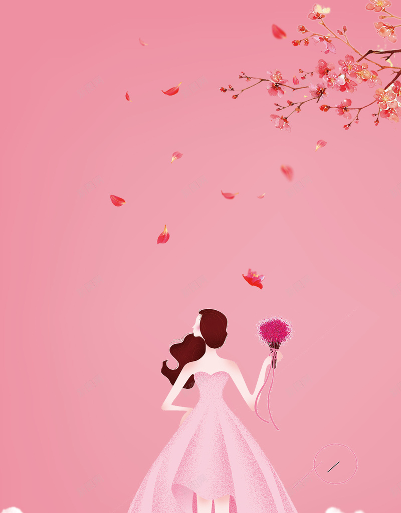 粉色手绘女生节温馨甜蜜花卉人物背景jpg设计背景_新图网 https://ixintu.com 粉色 手绘 女生节 花卉 人物背景 少女 花瓣 浪漫 白云 女王节 促销 女装背景