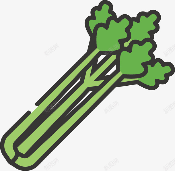 绿色芹菜免抠图标ai免抠素材_新图网 https://ixintu.com 免抠 扁平化 矢量图案 简约装饰 绿色底纹 芹菜 蔬菜