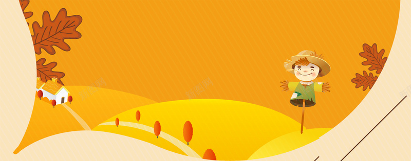 秋分卡通稻草人黄色bannerpsd设计背景_新图网 https://ixintu.com 二十四节气 海报 秋分 秋天 秋季 促销 水彩 手绘 小清新 中国风 创意 广告 古风 排版 素材