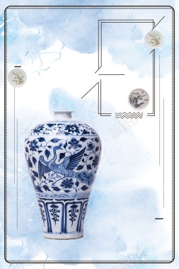 创意中国风陶瓷文化背景素材背景
