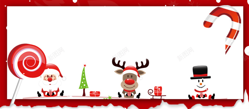 圣诞节卡通小鹿几何白色banner背景