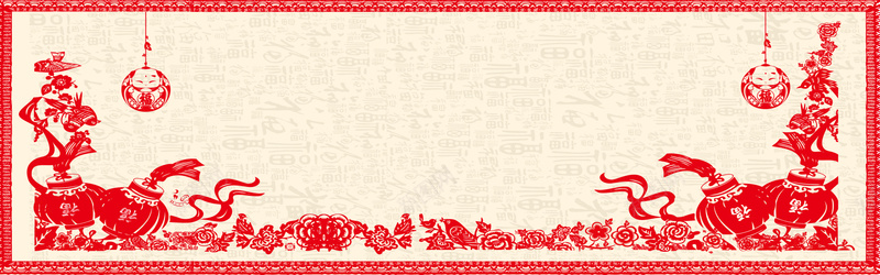 窗花新年扁平红色海报banner背景jpg设计背景_新图网 https://ixintu.com 剪纸 扁平 新年 窗花 简约 大气 红色 挂饰 灯笼 海报banner