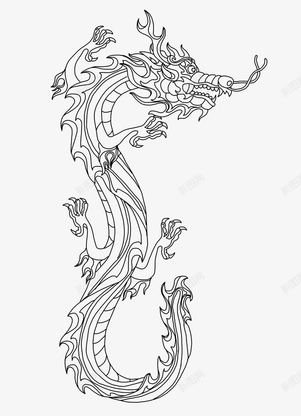 中国龙的线稿png免抠素材_新图网 https://ixintu.com 中国元素 中国龙 传统 传统元素 元素 插画 插画素材 素描龙 素材 线稿 绘画 绘画素材 装饰 装饰元素 速写 龙 龙线描 龙线稿 龙速写