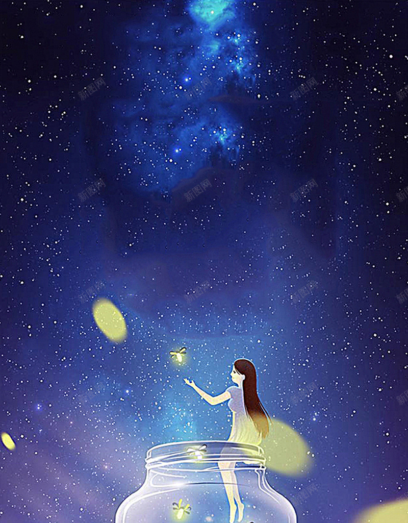 梦幻浪漫星空夜景萤火虫平面广告jpg设计背景_新图网 https://ixintu.com 梦幻背景 浪漫背景 萤火虫 夜景 星空 平面广告 女孩 瓶子 星星 情人节 节日 七夕