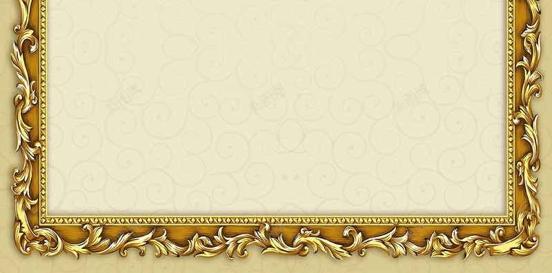 简约金色边框H5背景psd设计背景_新图网 https://ixintu.com 复古 简约 边框 金色 黄色 H5 文艺 小清新