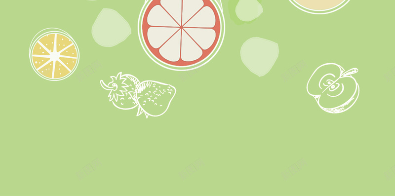 手绘水果节H5背景psd设计背景_新图网 https://ixintu.com 水果节 手绘 桔子 水果 绿底 黄色 各种各样 桔子背景