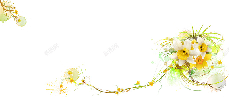 墨迹图案花藤装饰背景psd设计背景_新图网 https://ixintu.com 花瓣 花朵 花蕊 花藤 墨迹 叶子 植物 海报banner 卡通 童趣 手绘