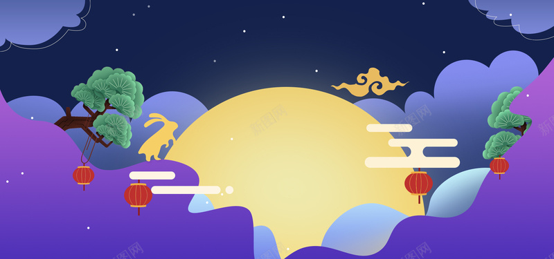 中秋促销卡通夜景可爱bannerpsd设计背景_新图网 https://ixintu.com 中秋节 月亮 夜景 卡通 大气 中秋团圆 可爱 夜空