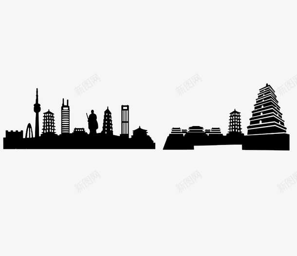 西安城市剪影png_新图网 https://ixintu.com 西 安 城市 剪影