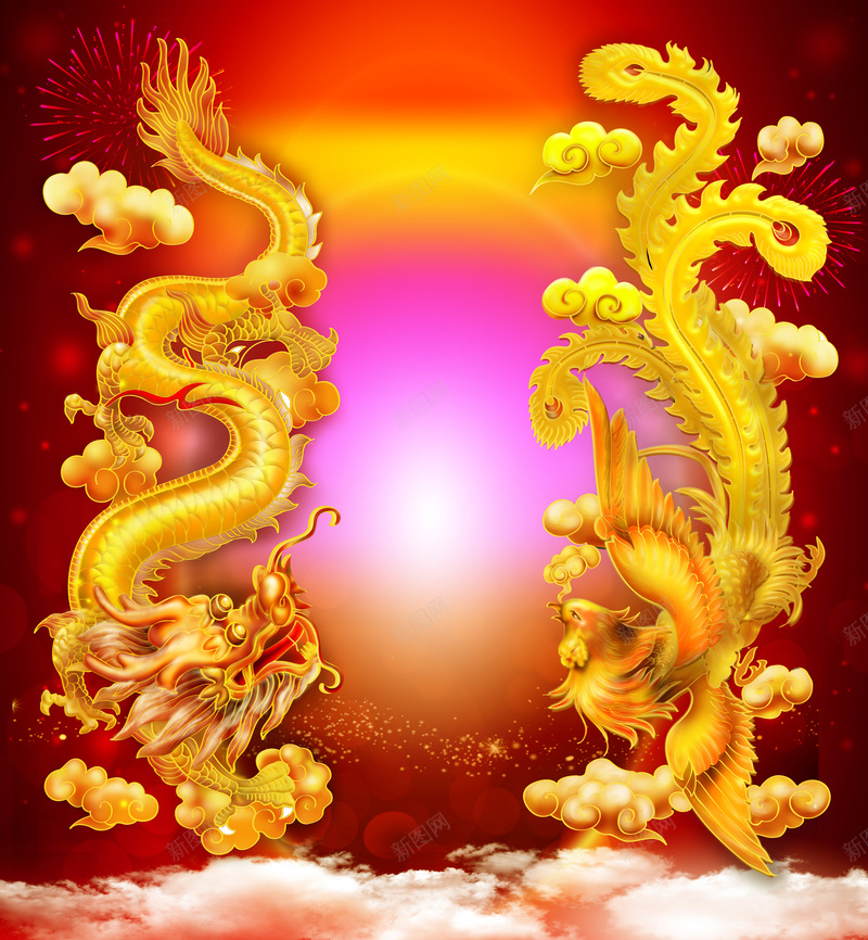 中国风龙凤大气背景jpg设计背景_新图网 https://ixintu.com 中国风 龙凤 大气 华贵 金色