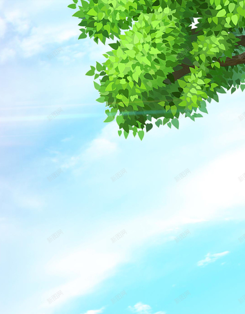 夏天H5背景jpg设计背景_新图网 https://ixintu.com 夏天 天空 大树 蓝绿 清新 H5背景 H5 h5 文艺 小清新 简约