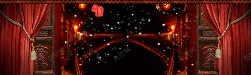 淘宝背景psd设计背景_新图网 https://ixintu.com 灯笼 新年 雪花 促销 海报banner 中国风