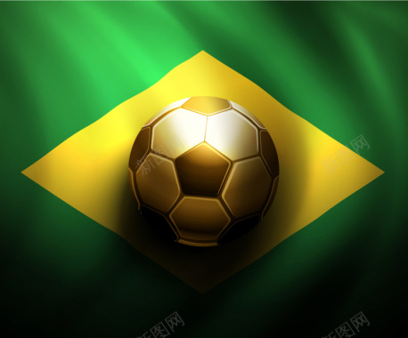 金色足球巴西国旗背景素材背景