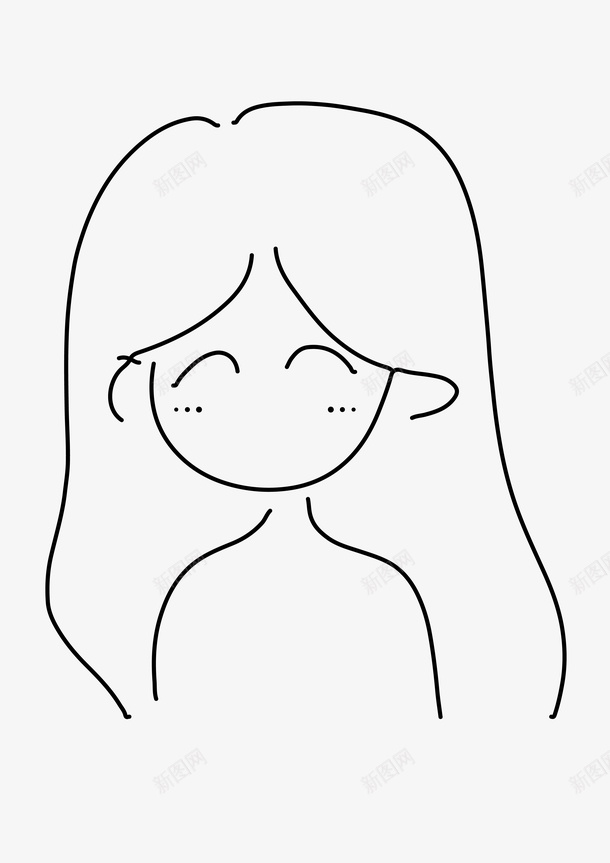 手绘女孩简笔画png免抠素材_新图网 https://ixintu.com 女孩 线稿 简笔画 美女