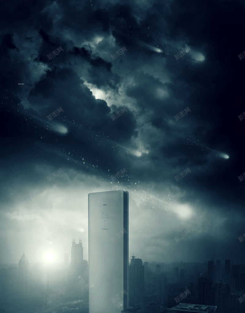 乌云城市背景空调广告背景素材psd设计背景_新图网 https://ixintu.com 空调 科技 创意 乌云城市 空调广告 超现代 空调大楼 空调宣传 海报背景 广告背景 开心 大气
