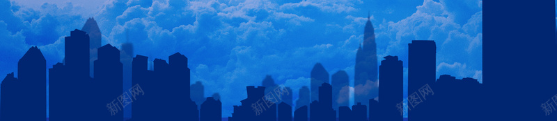 蓝色酷炫光芒科技商务平面广告psd设计背景_新图网 https://ixintu.com 商务背景 科技背景 蓝色背景 光芒 酷炫 平面广告 云海 建筑剪影 互联网 网络