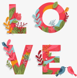 love花朵字体艺术字情人节告白季元素素材