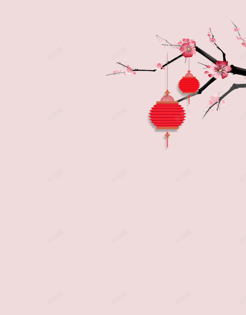 中国风古文化灯笼H5背景psd设计背景_新图网 https://ixintu.com 中国风 古文化 灯笼 红底 泼墨 梅花 文化 文化背景