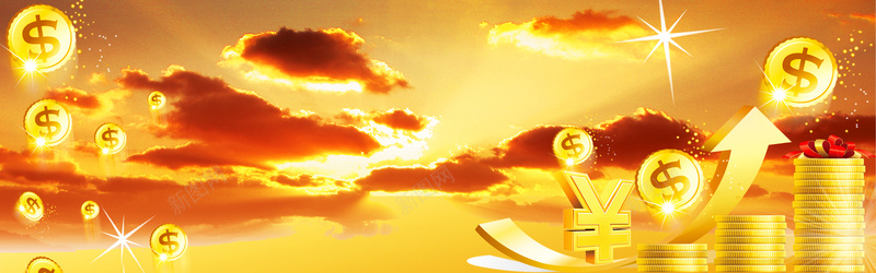 金融理财商务banner海报psd设计背景_新图网 https://ixintu.com 金融 理财 商务 banner海报 背景 金融海报 渐变色 钱 海报 渐变色海报 金色 云 美元 金