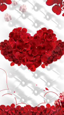 红色浪漫情人节玫瑰花瓣H5背景背景