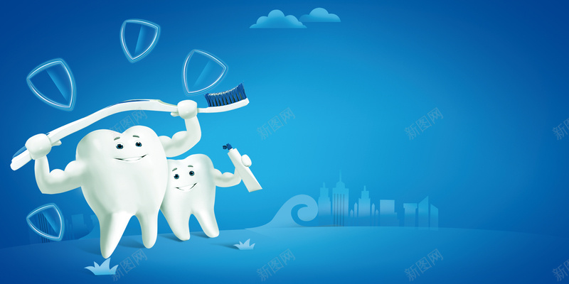 淘宝展板背景psd设计背景_新图网 https://ixintu.com 淘宝 牙齿 牙膏 牙刷 蓝色 健康 PSD 卡通 童趣 手绘