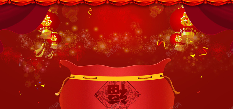 天猫淘宝年货节红色喜庆背景psd设计背景_新图网 https://ixintu.com 年货节 新年 春节 抢年货 红色 喜庆 中国风 红包 灯笼 烟花 天猫 淘宝 红色背景 新年背景
