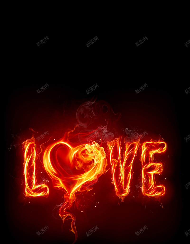 情人节LOVE火元素艺术字H5背景jpg设计背景_新图网 https://ixintu.com 黑色背景 情人节 火元素 大气 简约 LOVE 艺术字 H5背景素材 H5