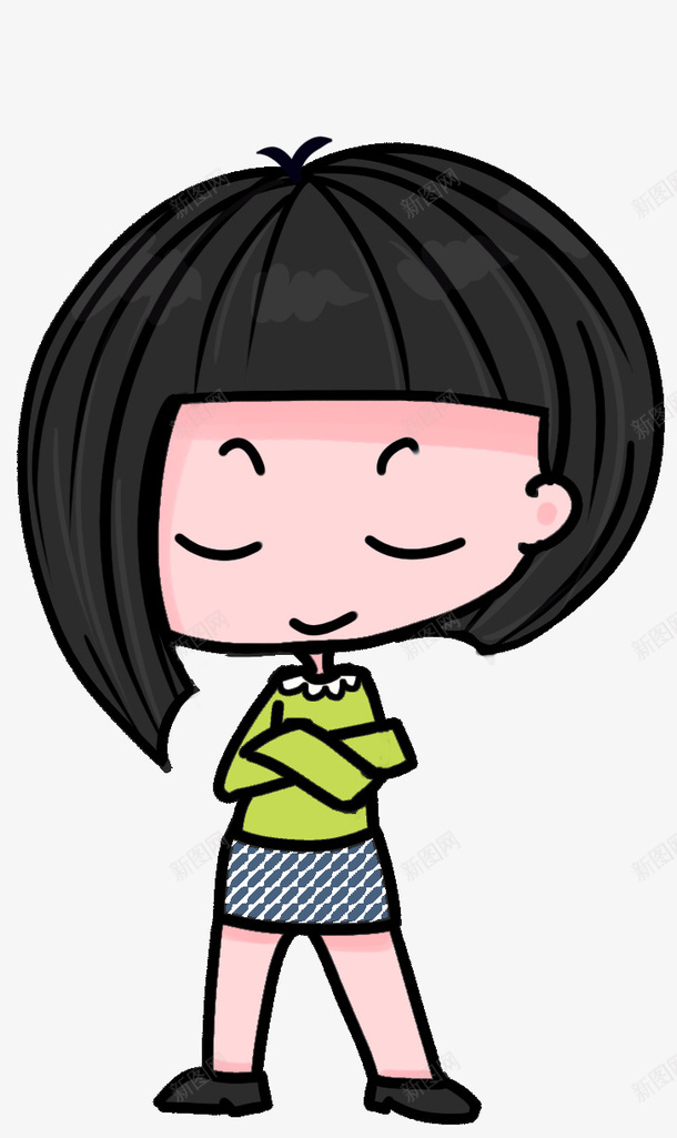手绘傲娇小女孩psd免抠素材_新图网 https://ixintu.com 手绘 卡通 女孩 小清新